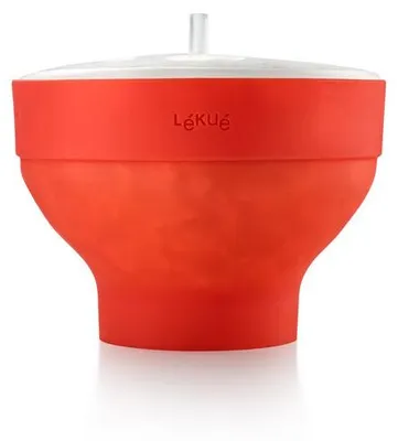 Obrázek produktu pro Miska na přípravu popcornu do mikrovlnné trouby Lekue 1009035, 2,8 litru, Ø20x14,5 cm, pro až 3 osoby, -60 až +220 °C, červená