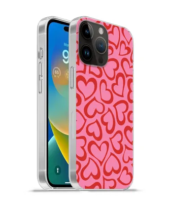 Produktbild von MuchoWow® Handyhülle Schutzhülle Hülle für Apple iPhone 14 Pro Max Eine Illustration der Tapete mit roten Herzen Silikon Softcase Handy Hülle - Hardcover