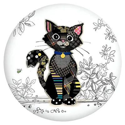 Produktbild von Runder Magnet mit Katzenmotiv in Schwarz