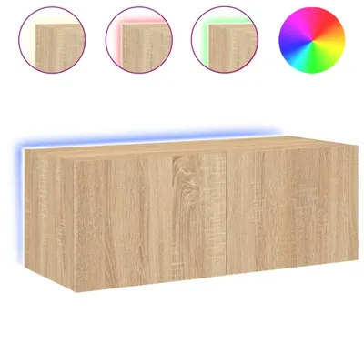 Produktbild von TV-Wandschrank mit LED-Leuchten Sonoma-Eiche 80x35x31 cm