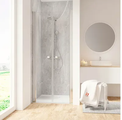Produktbild von SCHULTE Duschtür in Nische mit Pendeltür 80 x 200 cm Profil aluminium Klarglas Türanschlag links Türanschlag rechts