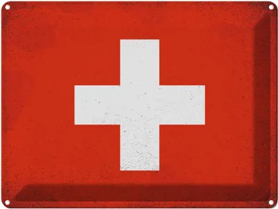 Produktbild von vianmo Blechschild 30x40 cm Schweiz Switzerland Flagge Fahne Wappen