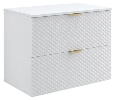 Produktbild von Badplaats Waschbeckenunterschrank Borneo 80 x 49 x 63 cm – Matt Weiß – Hängender Waschtischunterschrank mit 2 Schubladen