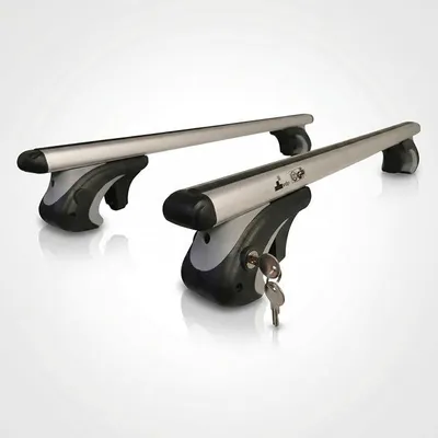Produktbild von Dachgepäckträger Auto 120cm - Dachträger Universal | Auto Dachträger offene Reling | Dachträger für Reling abschließbar | Aluminium Grundträger Dachreling bis 90kg