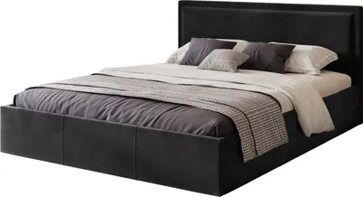 Produktbild von FEDVE Polsterbett Doppelbett Osterne Schlafzimmer Bett Bettkasten 180x200 cm Schwarz (Riviera 100)