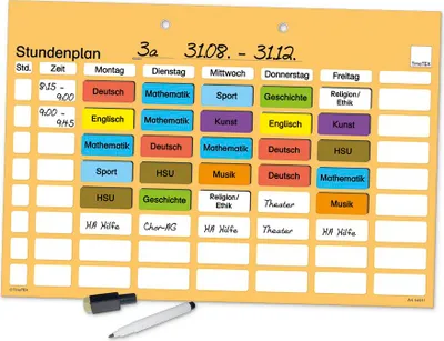 Produktbild von TimeTEX Stundenplan-Tafel magnetisch, ca. 41 x 28 cm