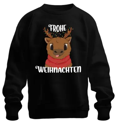 Produktbild von Frohe Weihnachten Rentier Süß - Weihnachten Sweatshirt Pullover, Schwarz, XL