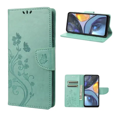 Image de Coque de protection pour téléphone, compatible avec le Motorola Moto G22, de type étui portefeuille, de couleur verte