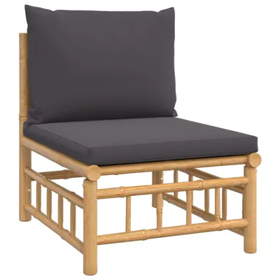 Produktbild von Garten-Mittelsofa mit Dunkelgrauen Kissen Bambus