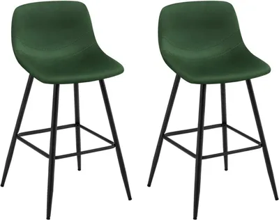 Produktbild von EUGAD Barhocker 2er Set, Barstuhl mit Rückenlehne Fußstütze, für Esszimmer Küche Bar, Dunkelgrün