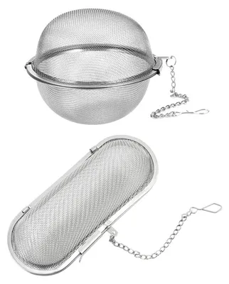 Teefilter-Set 2er-Pack Edelstahl Gewürzsieb silber