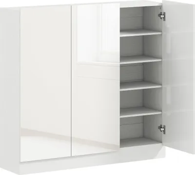 Produktbild von Weißer Schuhschrank mit 10 Regalen für 25-30 Paar Schuhe, Belüftungslöcher, Soft-Close-Türen, Holz
