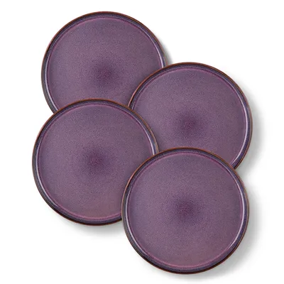 Image de Assiettes plates en faïence, lot de 4 assiettes vancasso, émail réactif, service d'assiettes pour 4 personnes