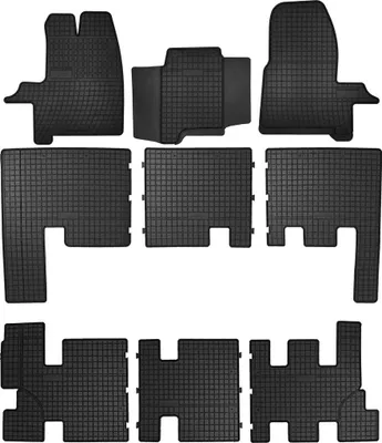 Zdjęcie produktu dla Gumowe dywaniki samochodowe do Ford Tourneo Custom I dostawczy (2012-2023) - czarne dopasowane dywaniki podłogowe zestaw (9 szt.)