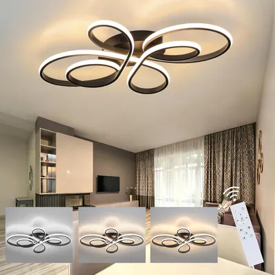 Produktbild von ZMH LED Deckenleuchte Schwarz Deckenlampe 80CM Dimmbar mit Fernbedienung 78W Moderne Kreative Lampe für Wohnzimmer Schlafzimmer Esszimmer Büro Küche