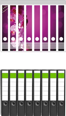 Produktbild von Wallario 8 Stück schmale Ordner inkl. Klebeetiketten mit Motive Rosafarbene Orchidee  Blüten in pink -  Set mit Rückenschildern / Ordnerrücken Stickern