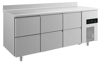 Produktbild von Gastro Kühltisch | Edelstahl | 6 Schubladen | Aufkantung | 1865 x 700 x 850 mm | -2 / +8 °C | 474 Liter