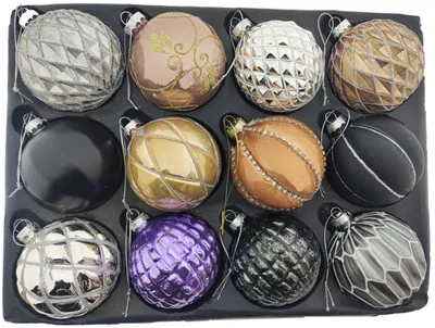 12 Glas-Weihnachtskugeln Ø 8 cm, mehrfarbig, Baumschmuck