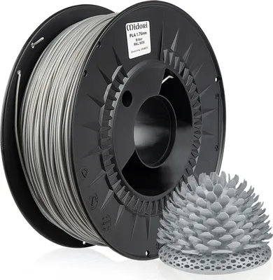 Produktbild von MIDORI® 3D Drucker 1,75mm PLA Filament 1kg Spule Rolle Premium Silber RAL9006