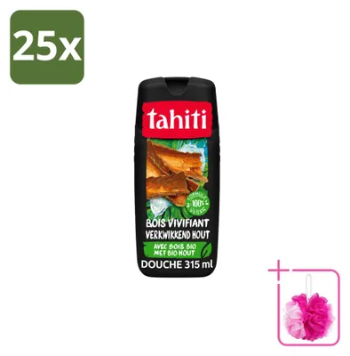 Obrázok produktu pre 25 kusov gélu na sprchovanie Tahiti s vôňou tropického dreva, vegánsky produkt, objem 315 ml, balenie