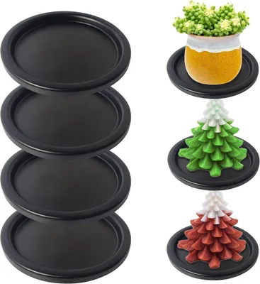 Produktbild von Kerzenhalter, Stumpenkerzen, Metall, 4 Stück, schwarz, 10 cm, Kerzenständer, Stangenkerzen, Kerzentablett, dekorativer Untersetzer