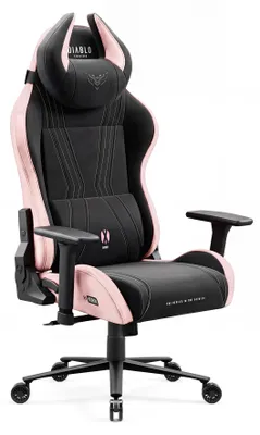 Zdjęcie produktu dla Fotel gamingowy Diablo X-Horn 2.0, fotel biurowy, fotel do biurka, ergonomiczna konstrukcja z tkaniny, kolor czarny i różowy, rozmiar standardowy