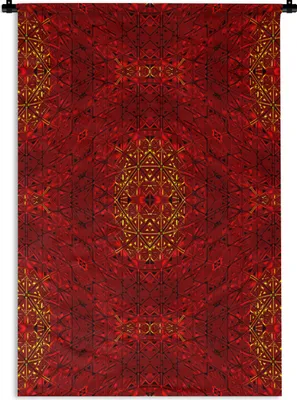 Produktbild von MuchoWow® Wandteppich Wandbehang Muster - Abstrakt - Rot 60x90 cm Tapisserie Dekoration Wandtuch - Foto-Teppich - Abwaschbar
