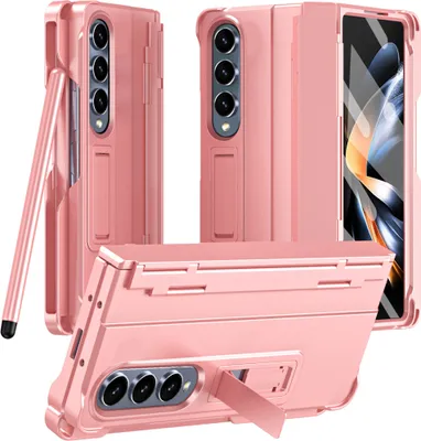 Produktbild von Handyhülle für Samsung Galaxy Z Fold 4 5G mit Pen, Scharnierschutz Hart Robuste Stoßfest Hülle mit Displayschutzfolie Pink
