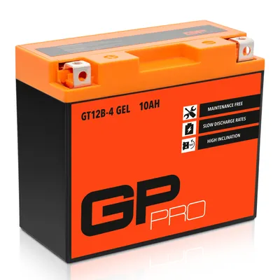 Image de Batterie gel GP-PRO 12 V 10 Ah GT12B-4 compatible avec les batteries de scooter / moto, scellée sans entretien, préchargée, similaire à YT12B-BS / YT12-B4 / CT12B4 / 51001