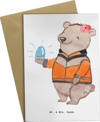Produktbild von Mr. & Mrs. Panda Klappkarte Rettungswagenfahrerin Herz - Weiß - Geschenk, osterkarte, hochzeitskarten, einladungskarten, neujahrskarte, weihnachtskarten, Grußkarte