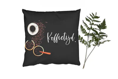 Produktbild von MuchoWow® Zierkissen Sofakissen Wohnzimmer Dekokissen 60x60 cm Kaffeezeit - Sprichwörter - Kaffee - Küche - Sitzfläche - Foto Polster