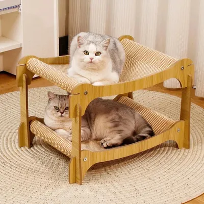 Produktbild von Kratzbrett Kratzpappe Kratzbett Kratzkarton Kratzmöbel für Katzen 2 Etagen
