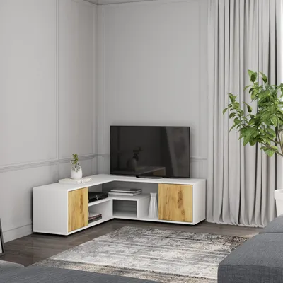 Obrázok produktu pre Skye Decor, Rosa - Biela, Dub, TV stolík, biely, 100 % MELAMÍNOM POTRIEBOVANÁ DOSKA, 40 x 120 x 125 cm