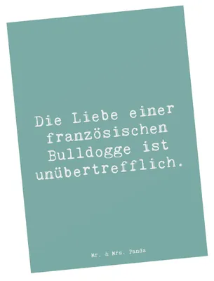 Produktbild von Mr. & Mrs. Panda Postkarte Spruch Französische Bulldogge Liebe - Meeresbrise - Geschenk, Ausdruck der, Charakter, Hunderassen, Hunderasse, Pflege, Ansichtskarte, Hund