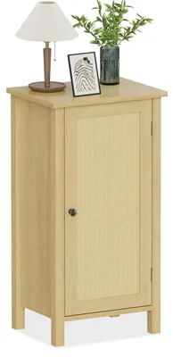 Image de Table de chevet de style bohème moderne - Petite table d'appoint avec étagère, 2 niveaux - Plateau en bois avec pieds en métal - Pour chambre, salon, bureau - Couleur : naturel