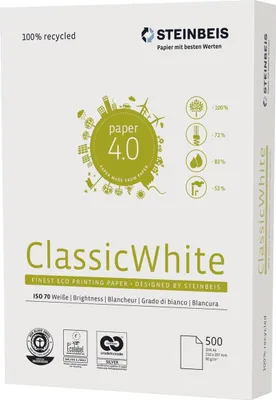 Produktbild von Steinbeis 8024A80S Classic White A4 80g weiß 500 Blatt