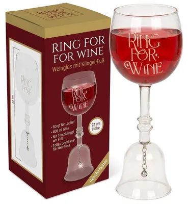 Weinglas mit Tischglocke "Ring for Wine", 400 ml, 22 cm