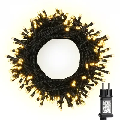 LED-Lichterkette 20 m, 200 warmweiße LED, IP44, 8 Modi