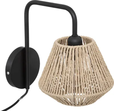 Produktbild von Wandleuchte mit geflochtenem Lampenschirm JILY, Metall, Ø 18 cm