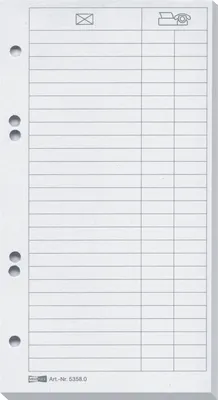 Produktbild von Ersatzeinlagen für Telefonringbuch VE=10x25 Blatt weiß