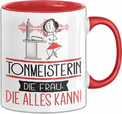 Produktbild von Tonmeisterin Geschenk Tasse Becher Die Frau Die Allen Kann Geschenkidee für eine Tonmeisterin Lustig (Rot)