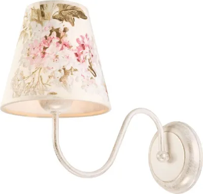 Immagine prodotto di Romantica applique da parete shabby bianca in tessuto a stampa floreale paralume E27 LOREN lampada da parete camera da letto