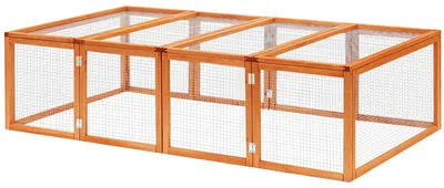 Produktbild von PawHut Freilaufgehege Kleitierkäfig Kleintierstall Freigehege Tannenholz Natur