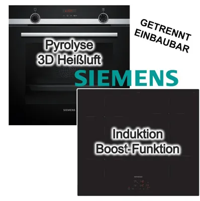 Produktbild von Siemens Herdset Backofen Dampfunterstützung Pyrolyse Teleskopauszug + Induktionskochfeld Boost touchControl