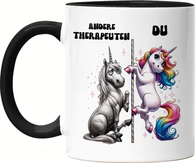 Produktbild von Andere Therapeuten Du Einhorn Tasse Schwarz Therapie Humorvoll Einhorn