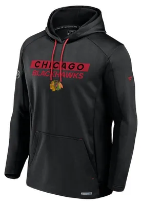 Image de Pánská mikina Chicago Blackhawks NHL AP Rink Poly Fleece Pullover Hood Pull à capuche en polaire CHI AP Rink pour hommes, Chicago Blackhawks - noir, taille L