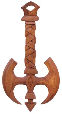 Produktbild von Wandbild Wikinger Doppel Axt Axe Handarbeit Holz geschnitztes Ornament