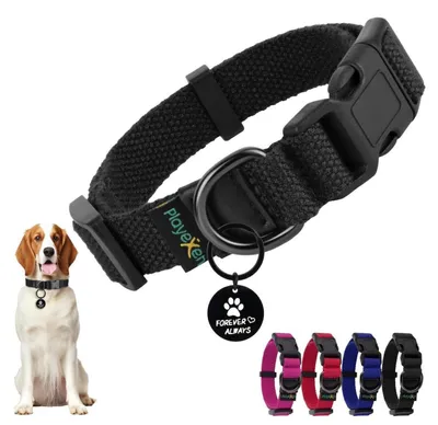 Immagine prodotto di Collare per cuccioli in cotone, regolabile, 25-40 cm, colore nero, taglia S, con ciondolo