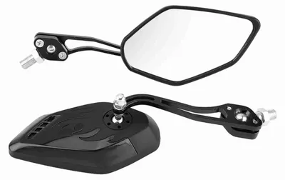 Obrázek produktu pro 1 pár 8mm a 10mm hliníkových zpětných zrcátek na motocykl s motivem plamenů, v černém provedení z uhlíkových vláken