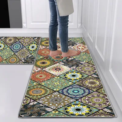 Productafbeelding van Vloerkleed - Set van 2 - 43 x 75 cm - Wasbaar